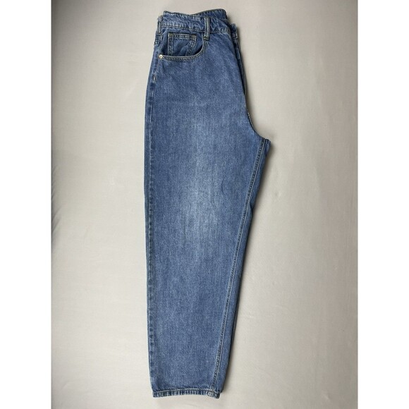 Pretty Little Thing Boyfriend Baggy Denim Jeans Women's US 10 Hi Rise Button Fly - Picture 3 of 16